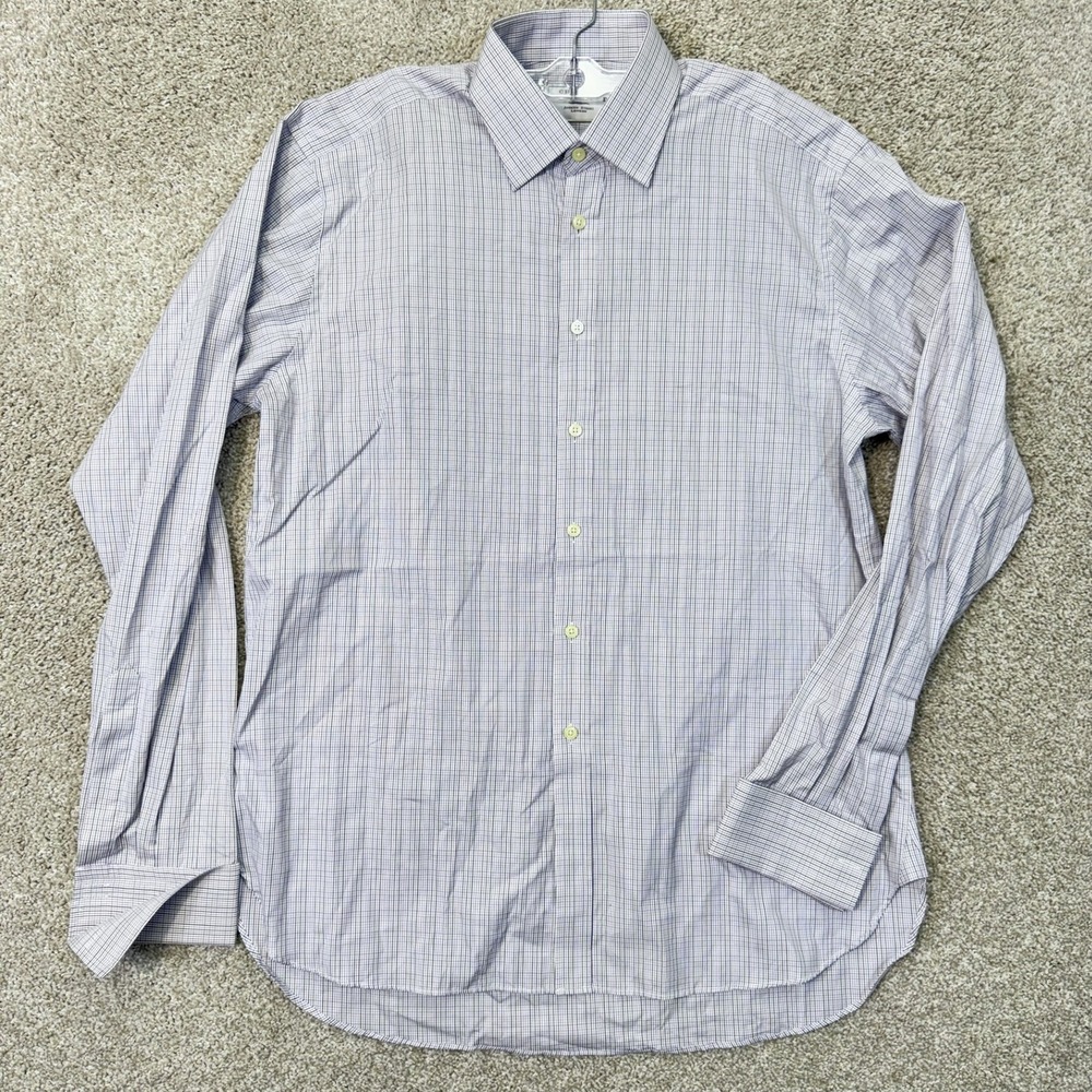Charles Tyrwhitt Dress Shirt Mens 16.5/38 Purple Micro-Check French Cuff EUC